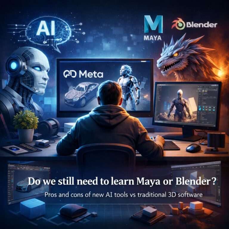 آیا با وجود ابزارهای هوش مصنوعی هنوز یادگیری مایا یا بلندر ضروری است؟